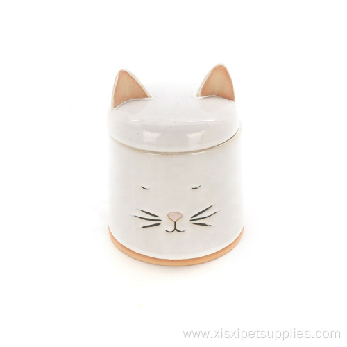 Pet Supplies White Ceramic Cat Shaped Container